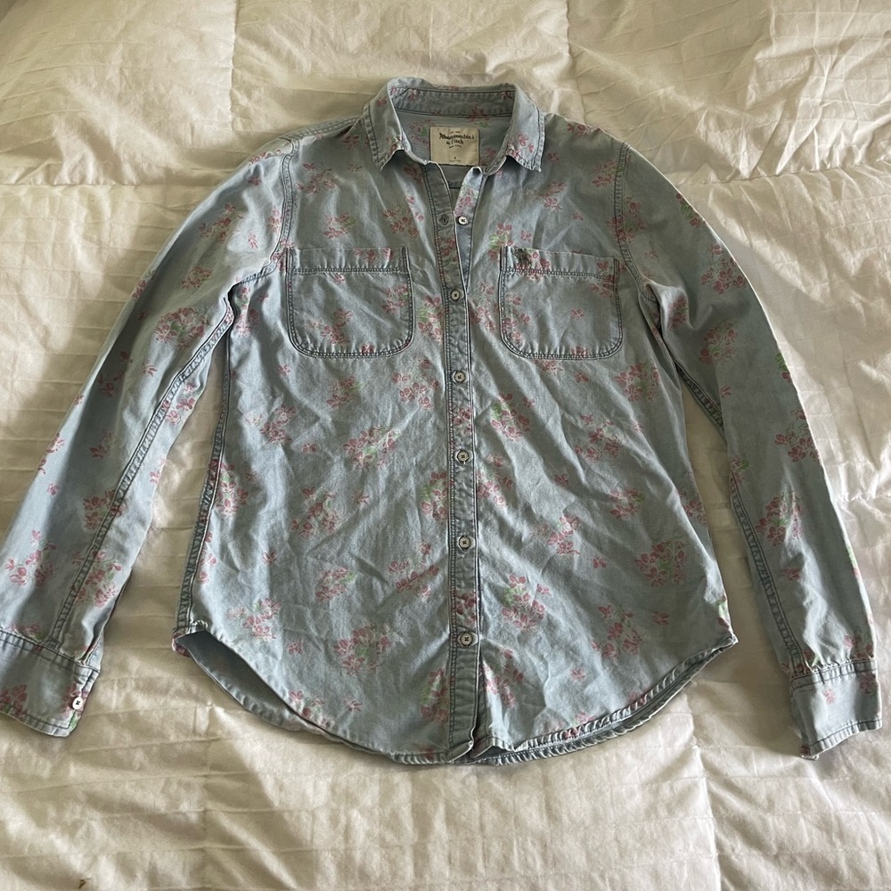 Abercrombie Dress Shirt Floral Denim